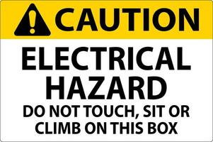 Caution Sign Electrical Hazard - Do Not Touch, Sit Or Climb On This Box vector