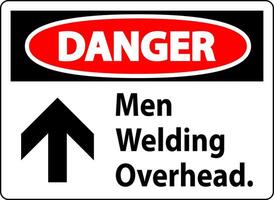 Danger Sign Men Welding Overhead. vector