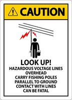 Caution Sign Look Up Hazardous Voltage Lines Overhead vector