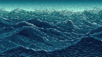 Ocean Waves in Halftone Gradient photo