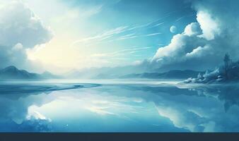 Tranquil Blue Water Scene Background photo