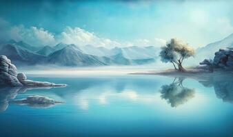 Tranquil Blue Water Scene Background photo