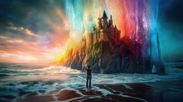 Natures Elements at Work Man Builds Fantasy Castle with Power of Hand photo