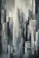 monocromo paisaje urbano pintura en sombras de gris foto