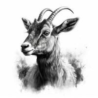 NeoTraditional Antelope in Impressionistic Blackwork Style on White Background photo