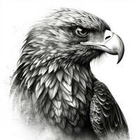 NeoTraditional Eagle in Impressionistic Realistic Blackwork Style on White Background photo