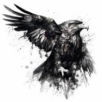 NeoTraditional Eagle Explosion in Impressionistic Blackwork Style on White Background photo