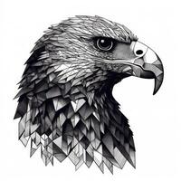 Impressionistic NeoTraditional Eagle in Blackwork Style on White Background photo