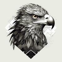 NeoTraditional Geometric Eagle in Impressionistic Blackwork Style on White Background for Posters photo