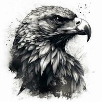 Mystical Eagle in NeoTraditional Blackwork Style on White Background photo