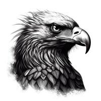 NeoTraditional Screaming Eagle in Impressionistic Blackwork Style on White Background photo