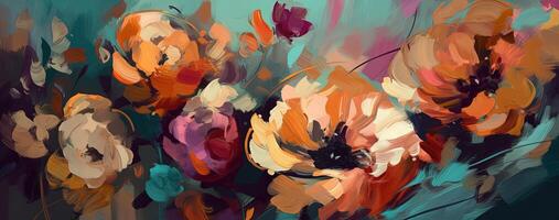 Vibrant Digital Flower Painting on Canvas photo