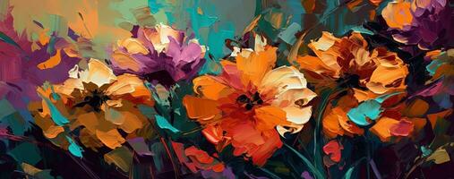 Vibrant Digital Art Flowers on Canvas photo