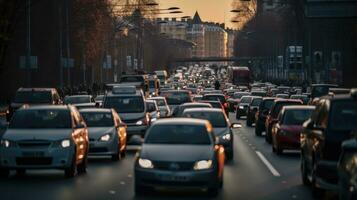 Frustrated Drivers Stuck in Traffic Jam on Standard Scale Road photo