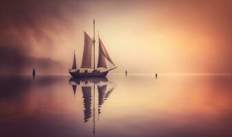 Sailing into the Sunset A Dreamy Background with Professional Color Grading photo