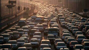 Frustrated Drivers Stuck in Traffic Jam on Busy Roadway photo