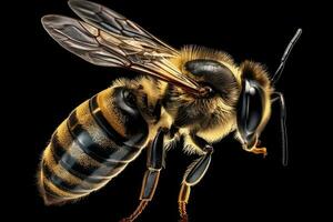 Incredible Macro Shot of a Bee in Flight on Transparent Background photo