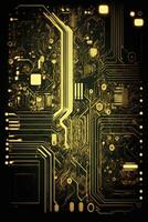 Futuristic Electronic Circuit Board Background for Technology Presentations photo