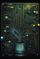 Futuristic Electronic Circuit Board Background for Technology Presentations photo