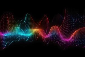 Vibrant Sound Waves on Abstract Neon Background photo