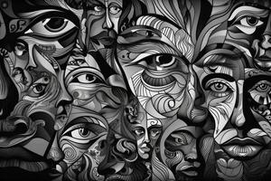 Abstract Faces Collage A Colorful and Expressive Wallpaper for Psychology and Stress Relief photo