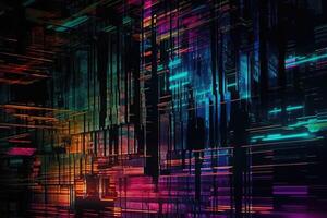 Futuristic Cyberpunk Design with Interlaced Digital Glitch and Distortion Effect photo