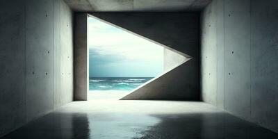 Modern Concrete Room with Ocean View photo