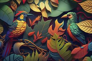 Exotic Jungle Flora and Fauna Abstract Background photo