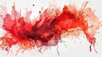 Vibrant Red Watercolor Splash on White Background photo