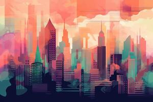 Abstract Retro Pattern Inspired by New York City Skyline photo