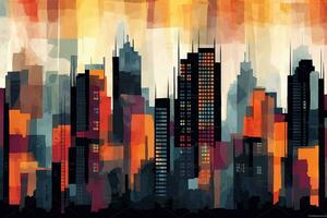 Abstract Retro Pattern Inspired by New York City Skyline photo
