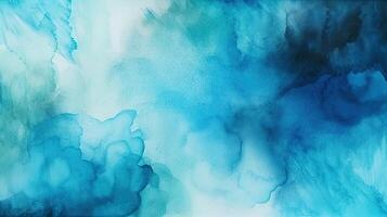 Blurred and Grainy Blue Sky Background with Abstract Watercolor Shades photo