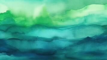 Teal and Green Watercolor Abstract Background photo