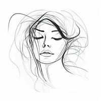 Abstract Woman Face Line Drawing for Cosmetics and Fashion Design photo