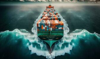 Cargo Ship Carrying Containers for Import and Export Business Logistics photo