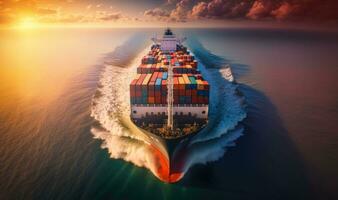 Cargo Ship Carrying Containers for Import and Export Business Logistics photo