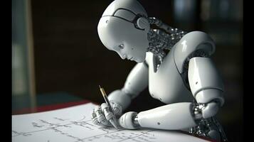 Artificial Intelligence Writer Robot Creating Content Like a Human Blogger photo