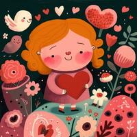 Sweet Valentines Day Illustration by Rachel Davis photo