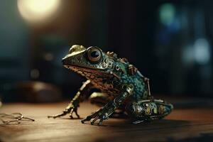 Futuristic Coding Frog in Action photo