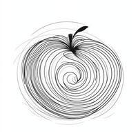 Modern Apple Fruit Poster in Continuous Line Art Drawing Style photo