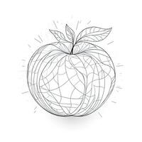 Modern Poster of Continuous Line Art Drawing Style Apple Fruit photo