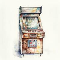 Colorful Watercolor Arcade Game on White Background photo