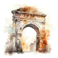 Elegant Arch in Watercolor on White Background photo