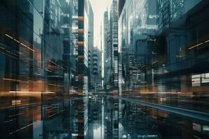 Futuristic Urban and Corporate Architecture for Real Estate Concepts with Bokeh Motion Blur photo