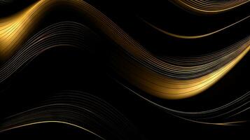 Luxurious Black and Gold Background with Shiny Lines and Abstract Illustration photo