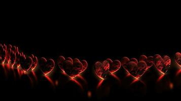 Romantic Valentines Day Heart on Black Background with Love Light and Fire Animation photo