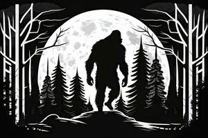 Majestic Bigfoot in a Forest under a Moonlit Sky photo