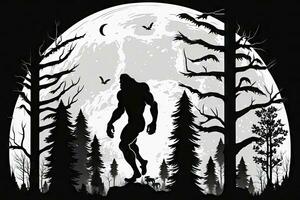 Majestic Bigfoot in a Forest under a Moonlit Sky photo