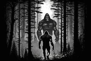 Mysterious Bigfoot in the Dense Forest photo