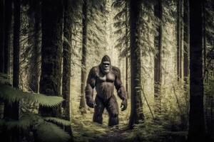 Mysterious Bigfoot in the Dense Forest photo